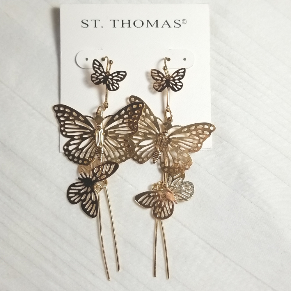 New St Thomas Gold Butterfly Earrings